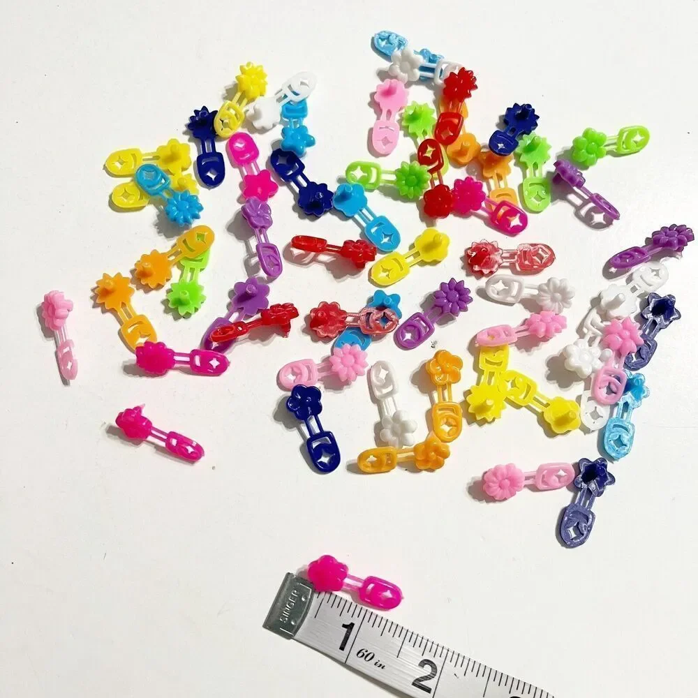 Vintage Lot of 58 Micro Plastic Braid Barrettes Cornrows Colorful Flower‎ Kids